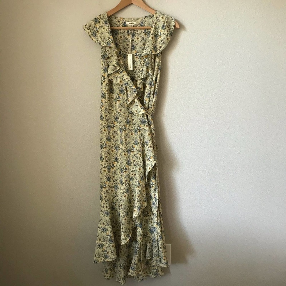 Max Studio Patterned Ruffle Wrap Midi Dress - Picture 3 of 6